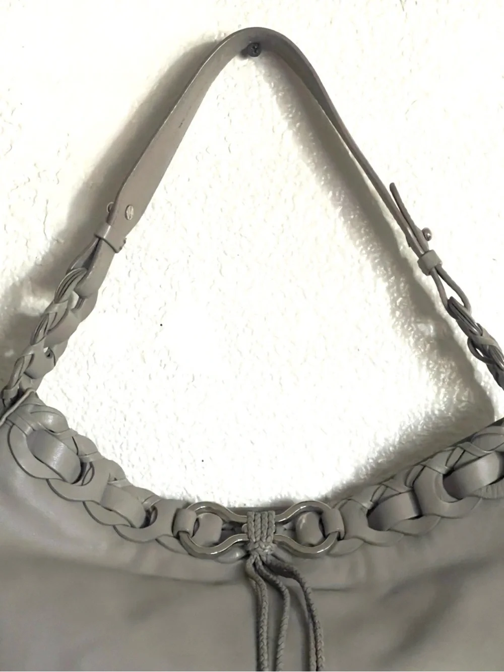 Cole Haan Gray Braided-Trim Hobo Bag - Women's Shoulder Bag